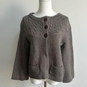 Saks Fifth Avenue Brown Cable Knit Cardigan